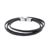 Βραχιόλι Senza Men's Steel Black Leather Strap - SSD5029BK