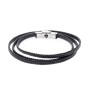 Βραχιόλι Senza Men's Steel Black Leather Strap - SSD5029BK