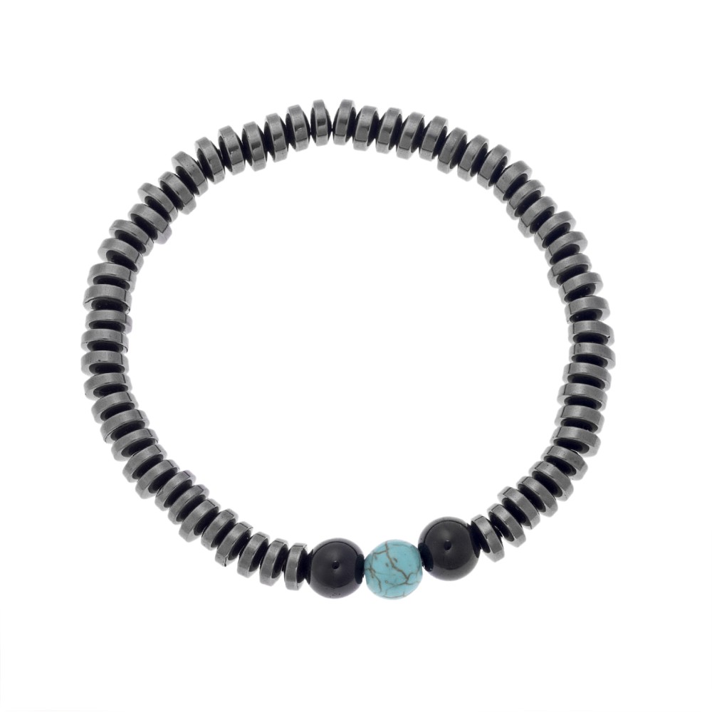 Βραχιόλι Senza Men's, με λάστιχο και πέτρες από Αιματίτη - SSD5034