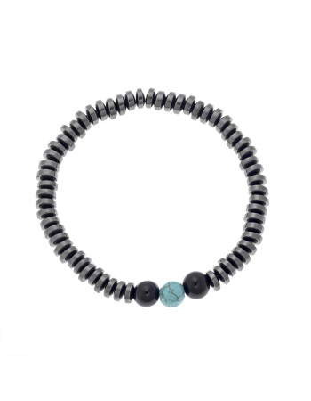 Βραχιόλι Senza Men's, με λάστιχο και πέτρες από Αιματίτη - SSD5034