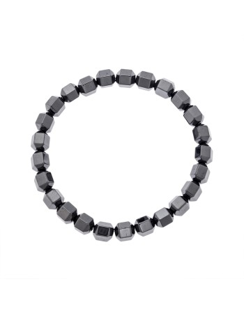 Βραχιόλι Senza Men's, με λάστιχο και πολυγωνικές πέτρες από Αιματίτη - SSD5036