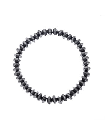 Βραχιόλι Senza Men's, με λάστιχο και πλακέ πολυγωνικές πέτρες από Αιματίτη - SSD5037