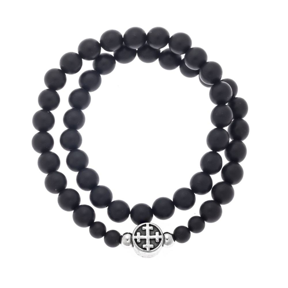 Βραχιόλι Senza Men's, διπλό με λάστιχο και πέτρες από όνυχα - SSD5047