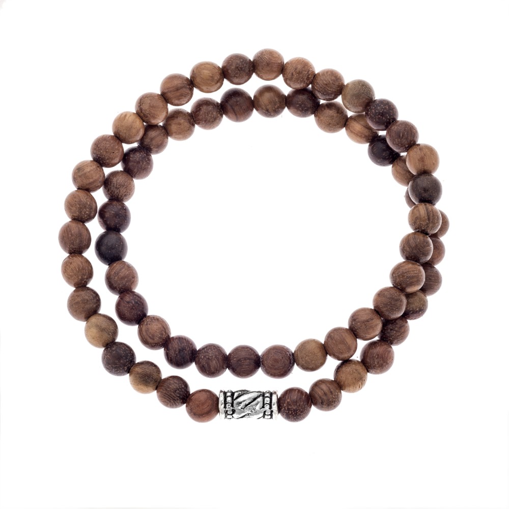 Βραχιόλι Senza Men's, διπλό με λάστιχο και σανδαλόξυλο - SSD5050