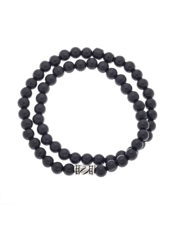 Βραχιόλι Senza Men's, διπλό με λάστιχο και ξύλο από έβενο - SSD5051