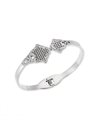 Βραχιόλι Senza Steel, Χειροπέδα με σχέδιο και strass - SSD5060SR