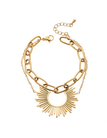 Βραχιόλι Senza Steel Gold Plated, Διπλό αλυσιδωτό με κρεμαστό στοιχείο - SSD5075GD