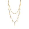 Κολιέ Senza Stainless Steel Gold Plated, Διπλή αλυσίδα με κρεμαστούς κεραυνούς - SSD5078GD
