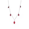 Κολιέ Senza Stainless Steel, Αλυσίδα με κρεμαστές κόκκινες πέτρες - SSD5093SRD