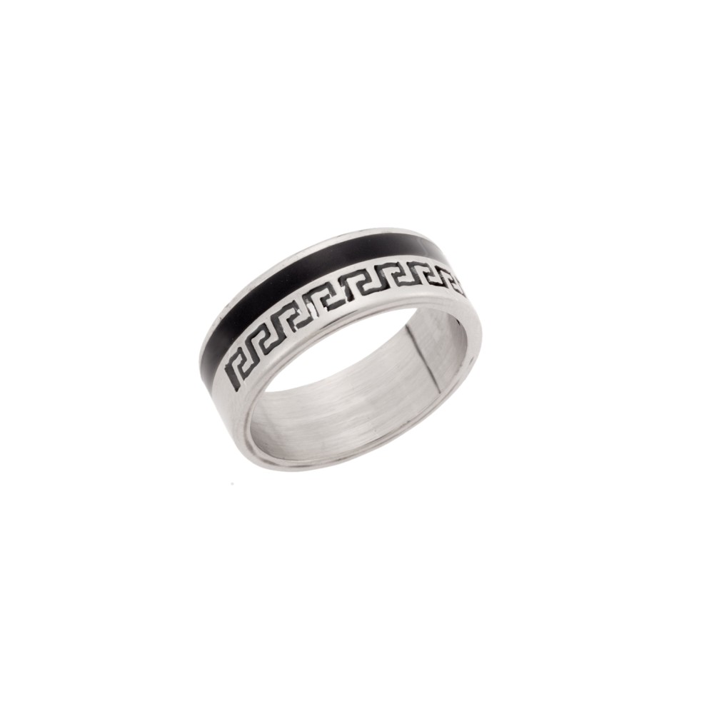 Δαχτυλίδι Senza Unisex Black & Silver Steel, με μαίανδρο - SSD5101SB