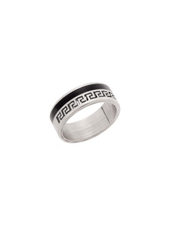Δαχτυλίδι Senza Unisex Black & Silver Steel, με μαίανδρο - SSD5101SB