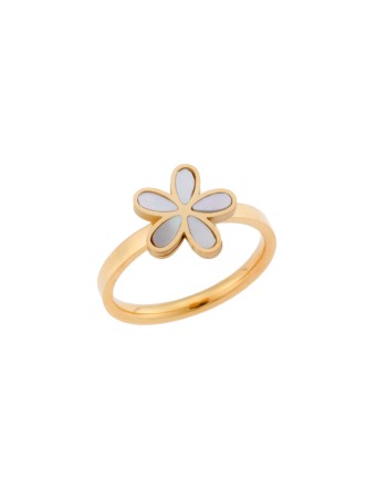 Δαχτυλίδι Senza Steel Gold Plated, μαργαρίτες μαύρες και λευκές - SSD5103GD