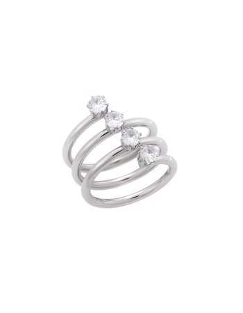 Δαχτυλίδι Senza Steel, φαρδύ με λευκές πέτρες - SSD5105SR