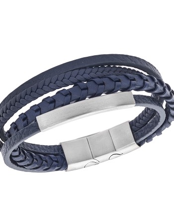 Βραχιόλι Senza Men's Steel Blue Leather Strap - SSD5126SBL