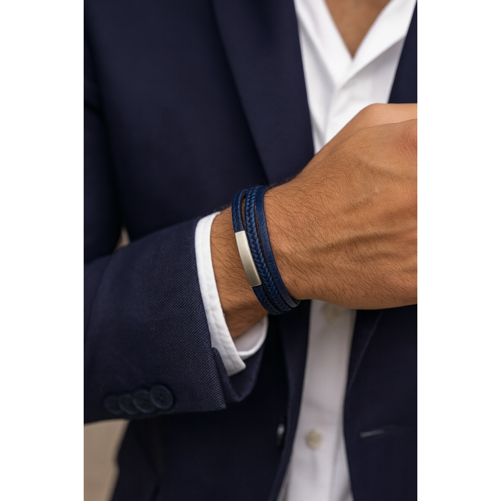 Βραχιόλι Senza Men's Steel Blue Leather Strap - SSD5126SBL