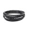 Βραχιόλι Senza Men's Steel Black Leather Strap - SSD5127BBK