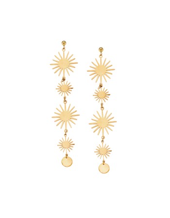 Σκουλαρίκια Γυναικεία SENZA κρεμαστά με σχέδιο από επιχρυσωμένο Ατσάλι - SSD5138GD