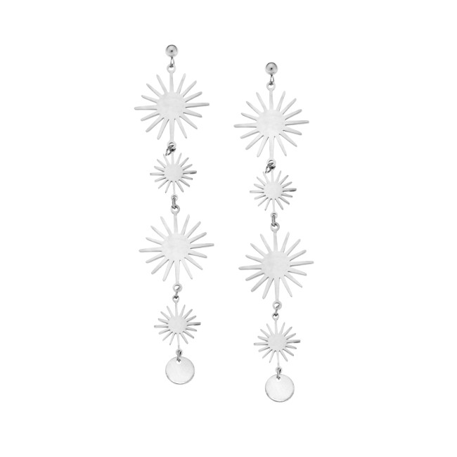 Σκουλαρίκια Γυναικεία SENZA κρεμαστά με σχέδιο από Ατσάλι - SSD5138SR