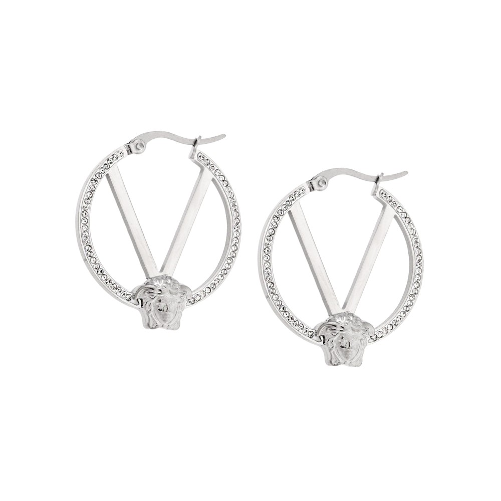 Σκουλαρίκια Γυναικεία SENZA Κρίκοι με strass από Ατσάλι - SSD5139SR