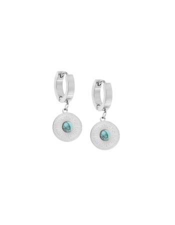 Σκουλαρίκια Γυναικεία SENZA κρεμαστά με τυρκουάζ πέτρα από Ατσάλι - SSD5146STQ