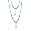 Κολιέ-Ροζάριο Unisex Senza Hematite & Turquoise Stones with Steel - SSD5191-3