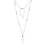 Κολιέ-Ροζάριο Unisex Senza Hematite Stones with Steel Cross - SSD5193SR