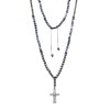 Κολιέ-Ροζάριο Unisex Senza Hematite & Sodalite Stones with Steel Cross - SSD5194-2