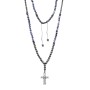 Κολιέ-Ροζάριο Unisex Senza Hematite & Sodalite Stones with Steel Cross - SSD5194-2