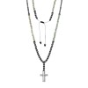 Κολιέ-Ροζάριο Unisex Senza Hematite & Aventurine Stones with Steel Cross - SSD5194-3