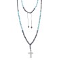 Κολιέ-Ροζάριο Unisex Senza Hematite & Turquoise Stones with Steel Cross - SSD5194-4
