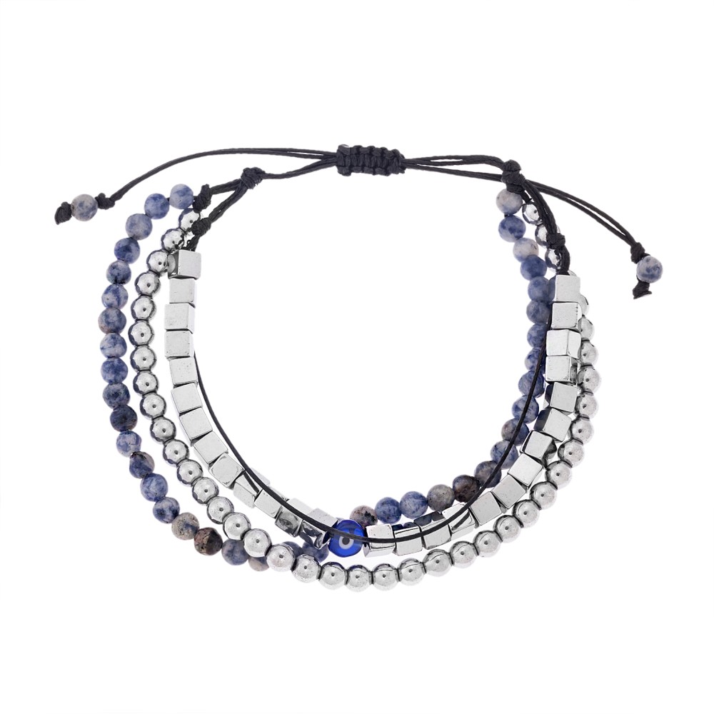 Βραχιόλι Unisex Senza Hematite & Sodalite Stones with Steel - SSD5195BL