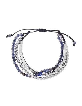 Βραχιόλι Unisex Senza Hematite & Sodalite Stones with Steel - SSD5195BL