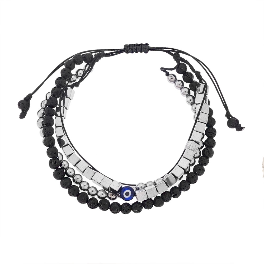 Βραχιόλι Unisex Senza Hematite & Lava Stones - SSD5195LV