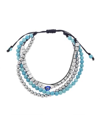 Βραχιόλι Unisex Senza Hematite & Turquoise Stones - SSD5195TQ