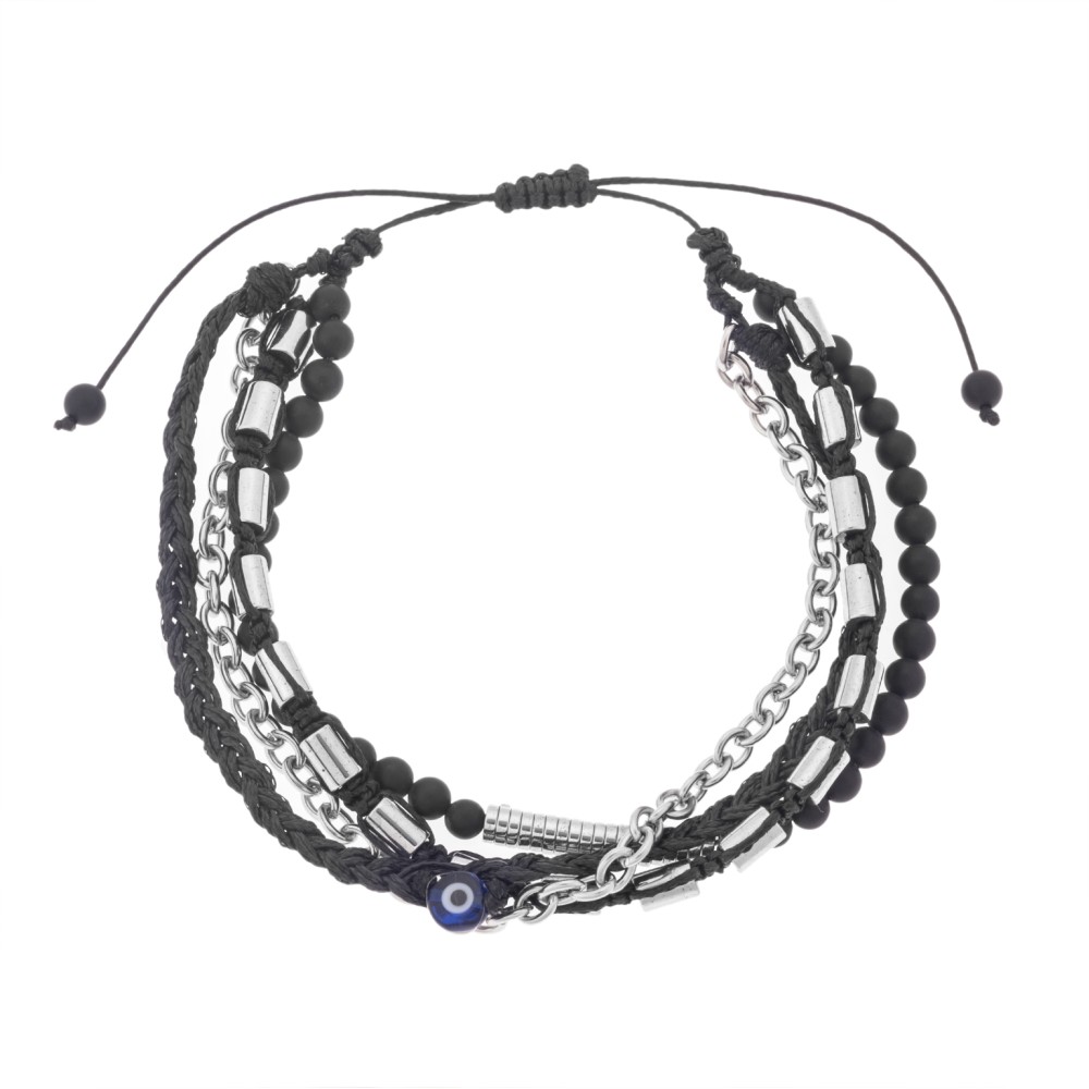 Βραχιόλι Unisex Senza Hematite & Onyx Stones with Steel - SSD5196BK