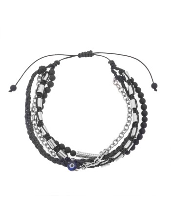 Βραχιόλι Unisex Senza Hematite & Onyx Stones with Steel - SSD5196BK