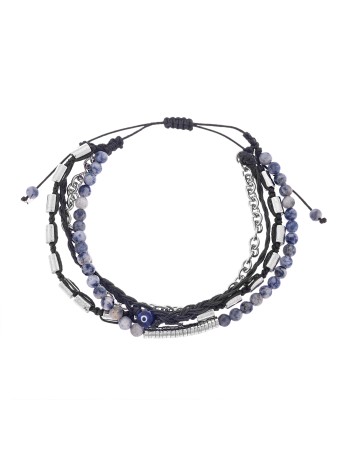 Βραχιόλι Unisex Senza Hematite & Sodalite Stones with Steel - SSD5196BL