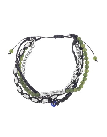 Βραχιόλι Unisex Senza Hematite & Aventurine Stones with Steel - SSD5196GN