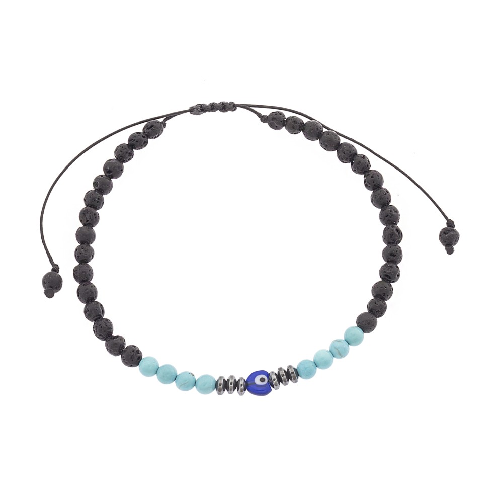 Βραχιόλι Unisex Senza Turquoise & Lava Stones - SSD5197TQ