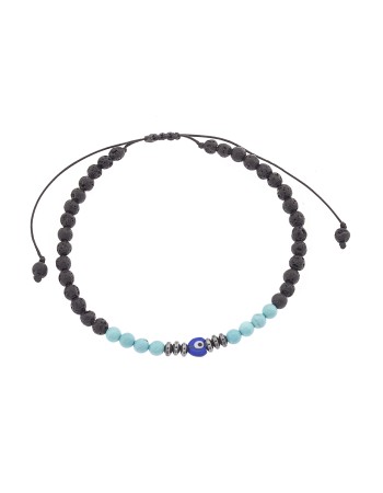 Βραχιόλι Unisex Senza Turquoise & Lava Stones - SSD5197TQ