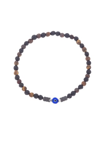 Βραχιόλι Unisex Senza Hematite & Tiger eye Stones with Lava - SSD5202