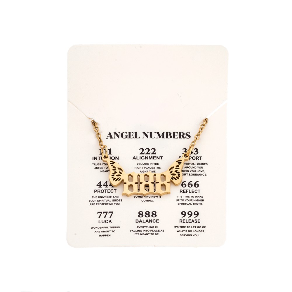 Κολιέ Senza Stainless Steel Gold Plated, Angel Numbers - SSD5203-8GD