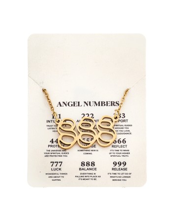 Κολιέ Senza Stainless Steel Gold Plated, Angel Numbers - SSD5204-8GD
