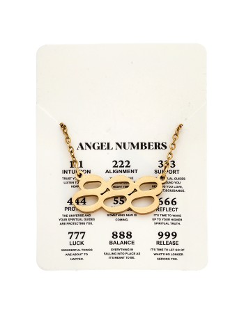 Κολιέ Senza Stainless Steel Gold Plated, Angel Numbers - SSD5205-8GD