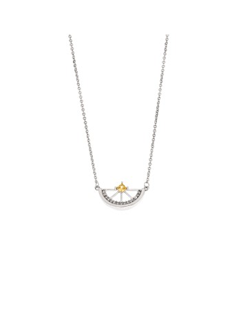 Κολιέ Senza Stainless Steel, Ημικύκλιο με κίτρινη πέτρα - SSD5253SR