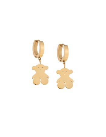 Σκουλαρίκια Γυναικεία SENZA κρίκοι από επιχρυσωμένο Ατσάλι με αρκουδάκι - SSD5313GD