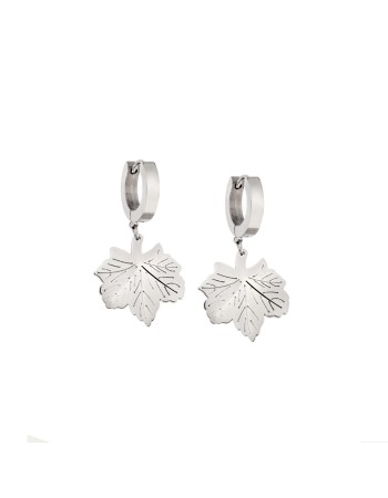Σκουλαρίκια Γυναικεία SENZA κρίκοι από Ατσάλι με φύλλο - SSD5319SR