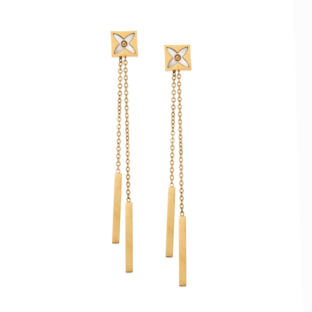 Σκουλαρίκια Γυναικεία SENZA από επιχρυσωμένο Ατσάλι, με αλυσίδες - SSD5330GD