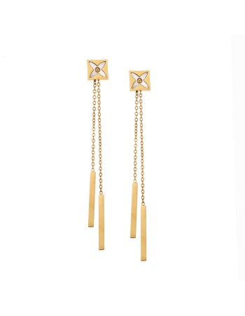 Σκουλαρίκια Γυναικεία SENZA από επιχρυσωμένο Ατσάλι, με αλυσίδες - SSD5330GD