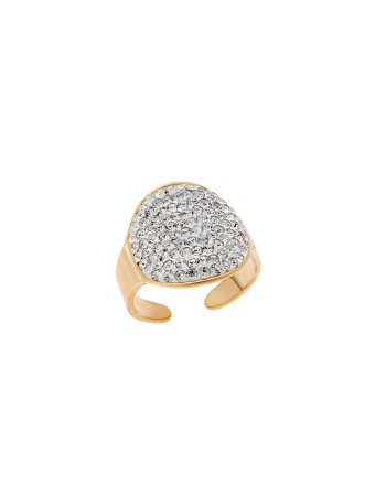 Δαχτυλίδι Senza Gold Plated Steel, με λευκές πέτρες - SSD5354GD